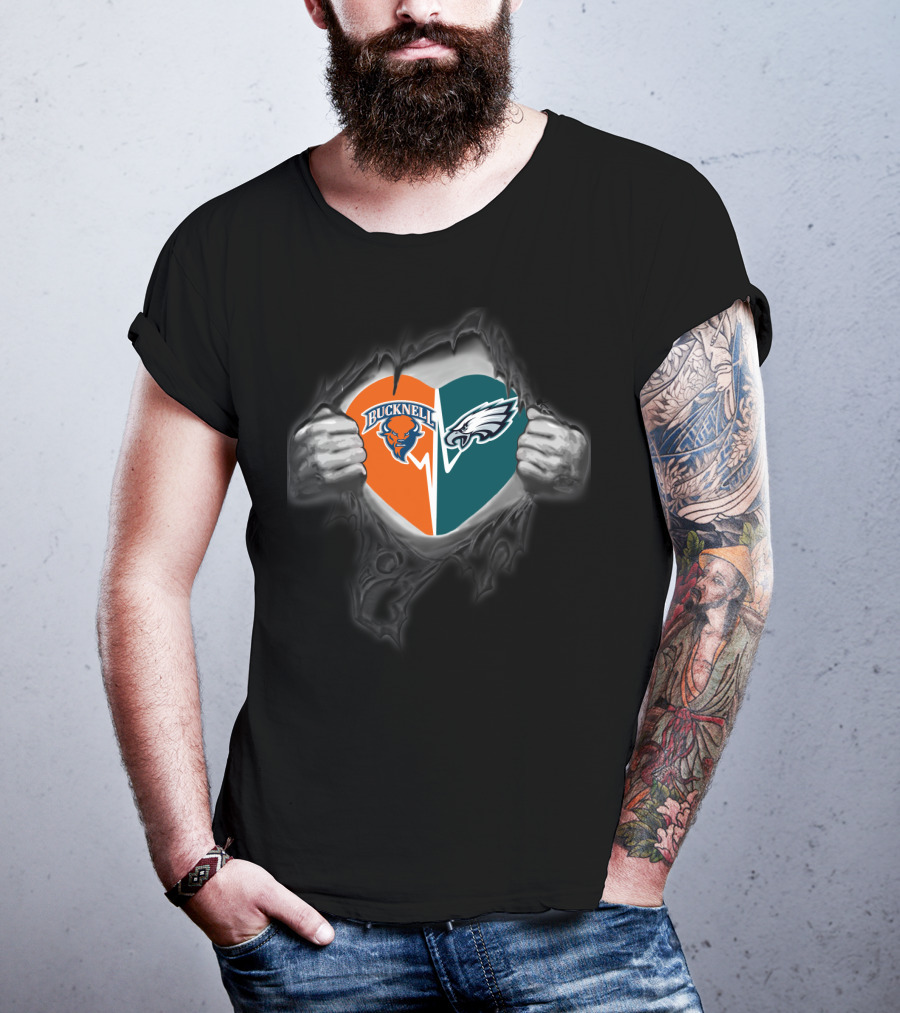Bucknell Bison And Eagles Torn Heart T-Shirt
