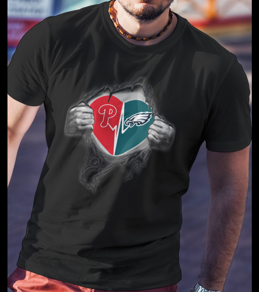 Phillies Eagles Heartbeat Logo Mix T-Shirt