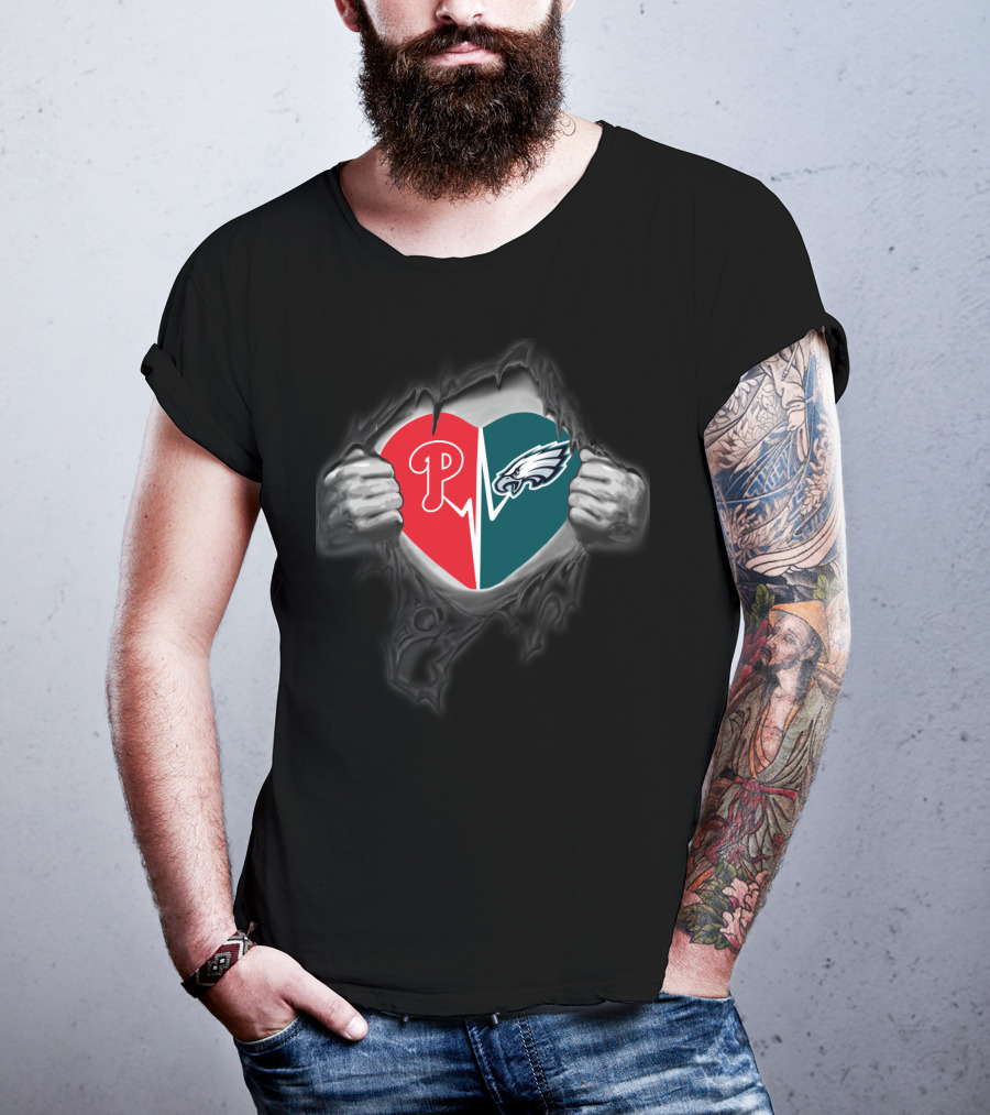 Phillies Eagles Heartbeat Logo Mix T-Shirt