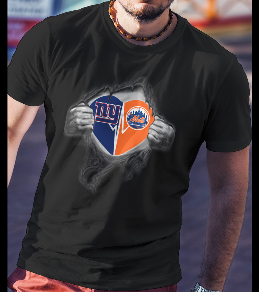 Ny Giants Mets Heartbeat Fan T-Shirt