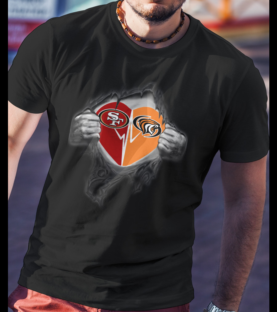 49ers Sf Pacific Tigers Heart Split T-Shirt