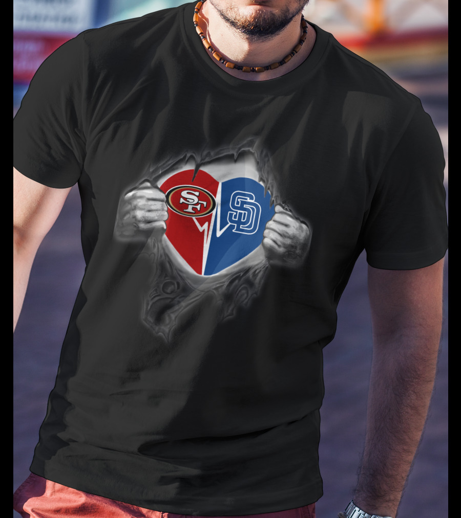 49ers Sf And Sd Padres Heart T-Shirt