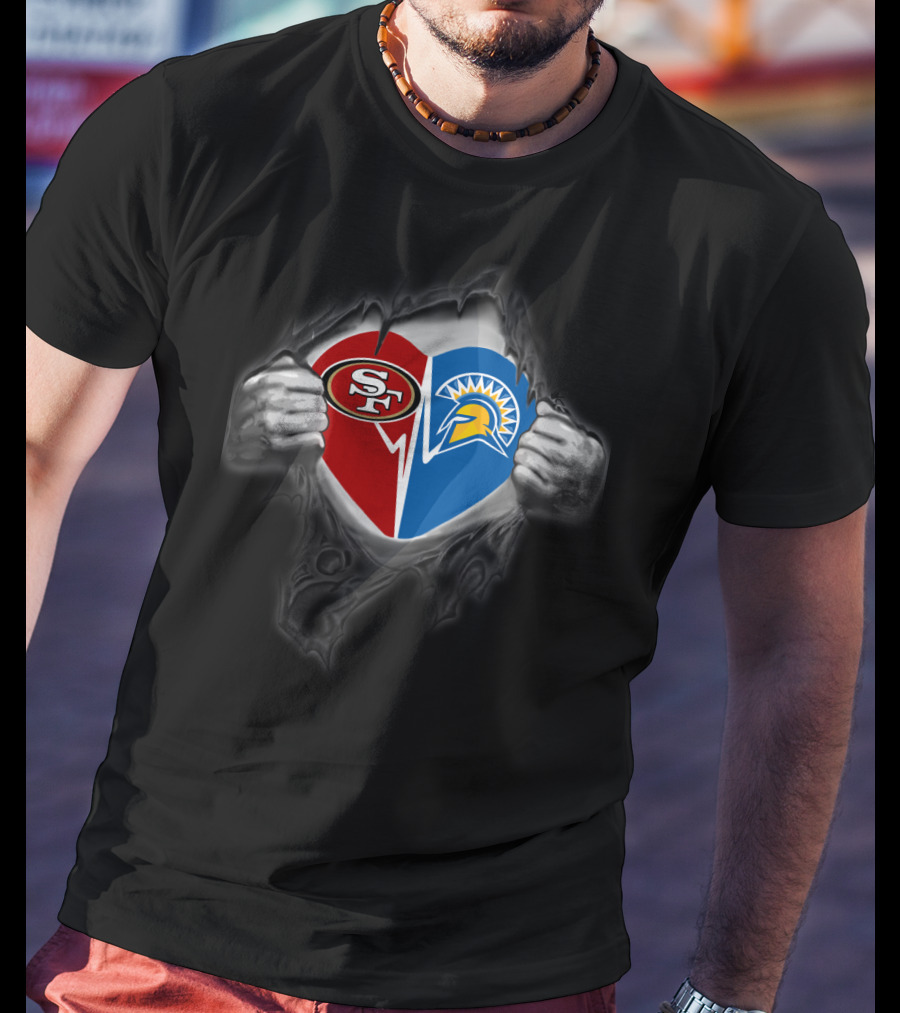 49ers Heart San Jose State Spartans Fusion T-Shirt