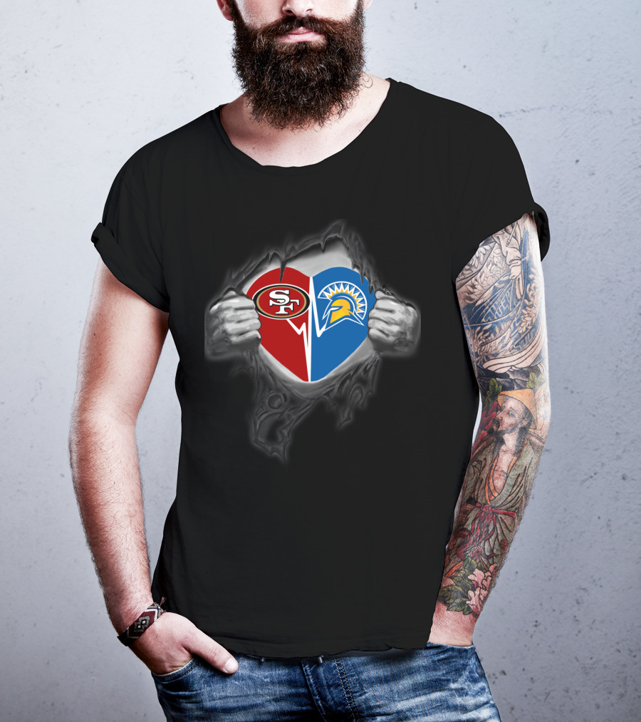 49ers Heart San Jose State Spartans Fusion T-Shirt