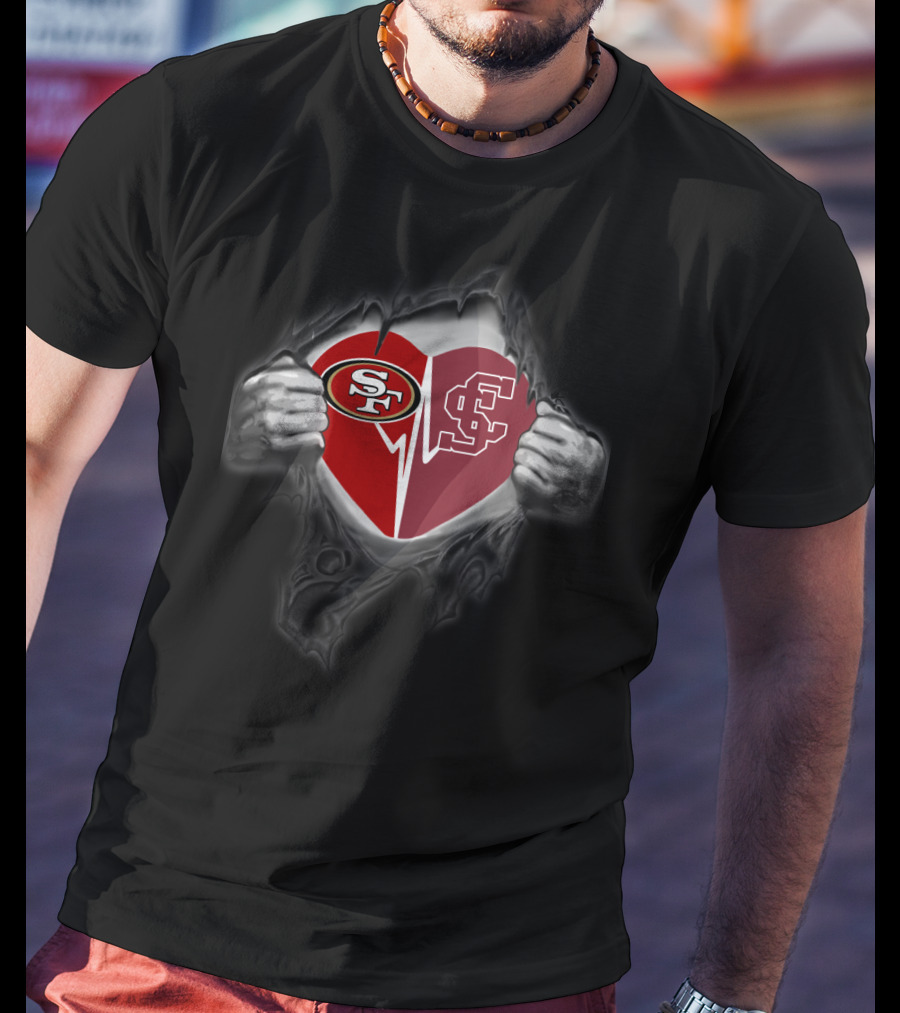 49ers Santa Clara Heart Logo Fusion T-Shirt