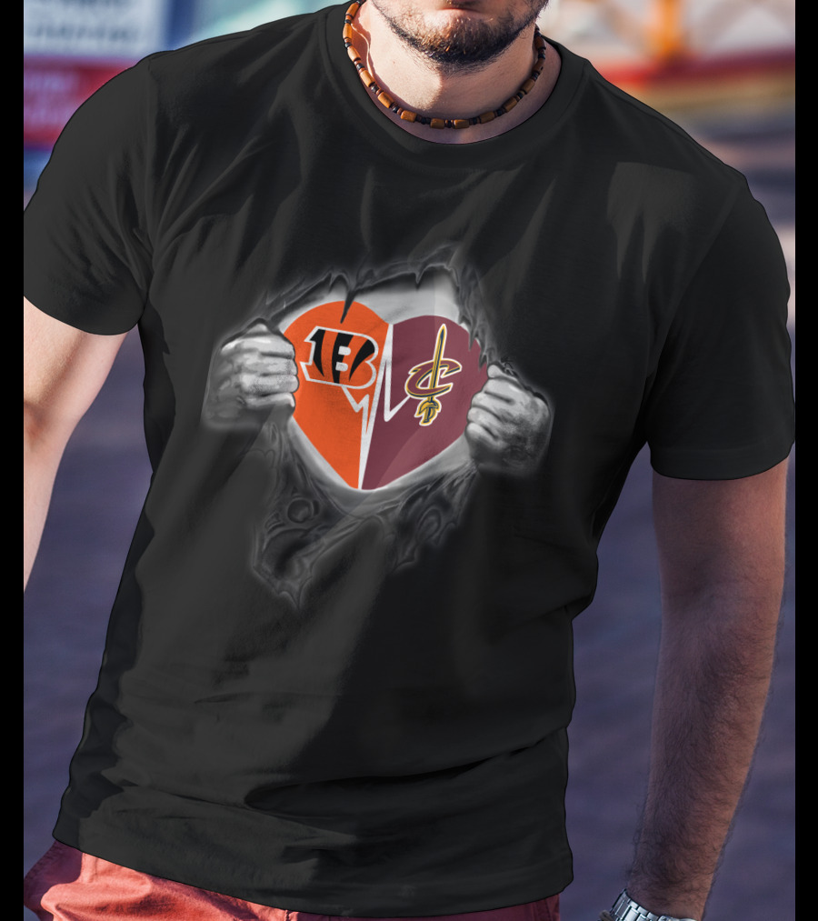 Bengals Cavaliers Heart Split T-Shirt