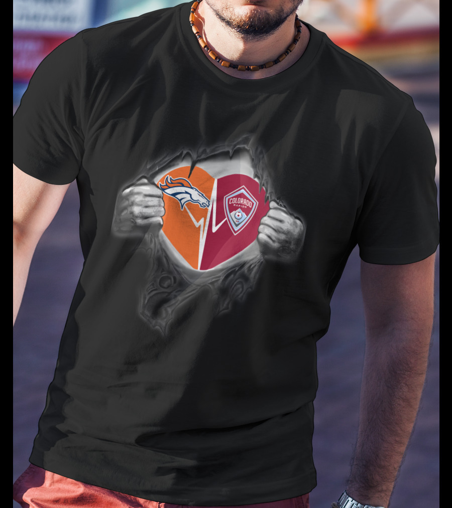 Broncos Colorado Rapids Heart Logo Fusion T-Shirt