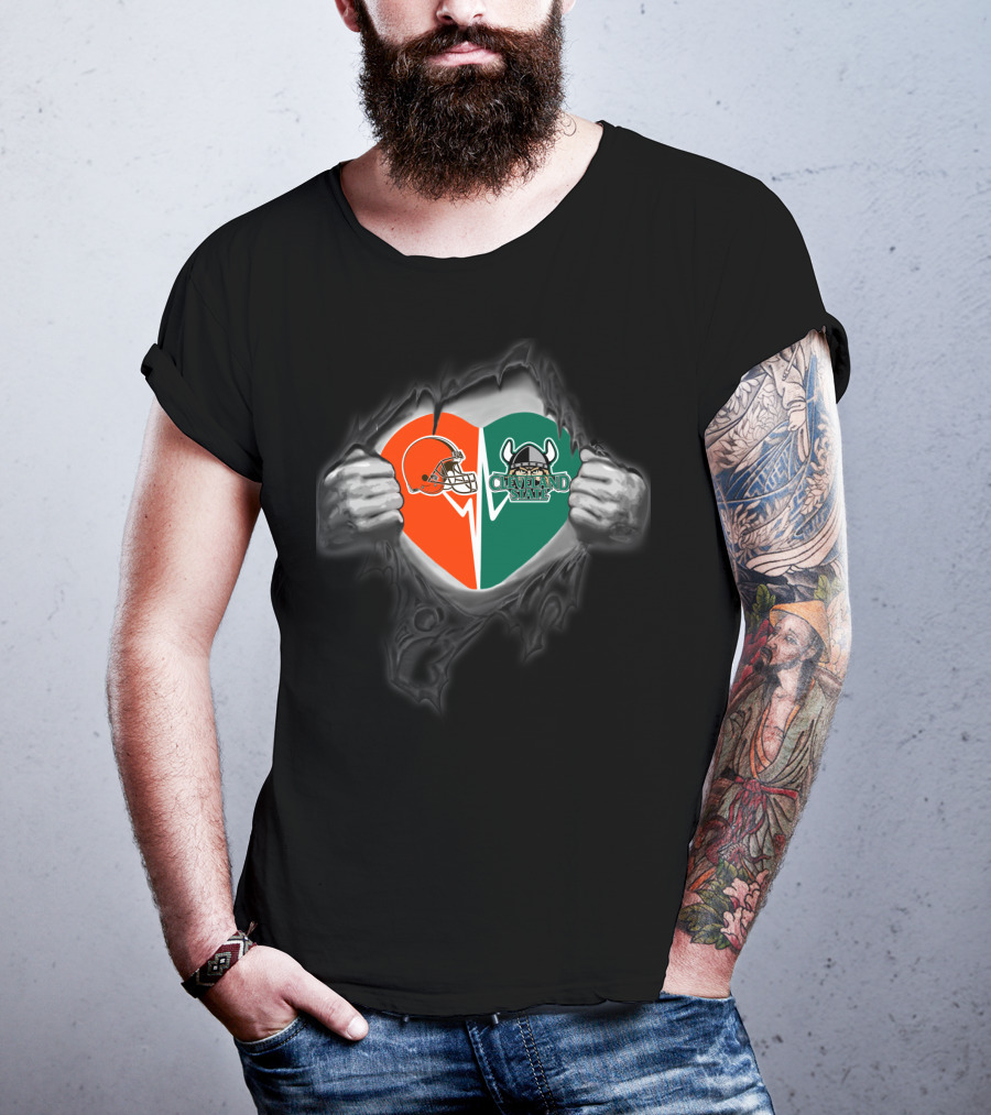 Cleveland Browns Cleveland State Vikings Heart Of The City T-Shirt