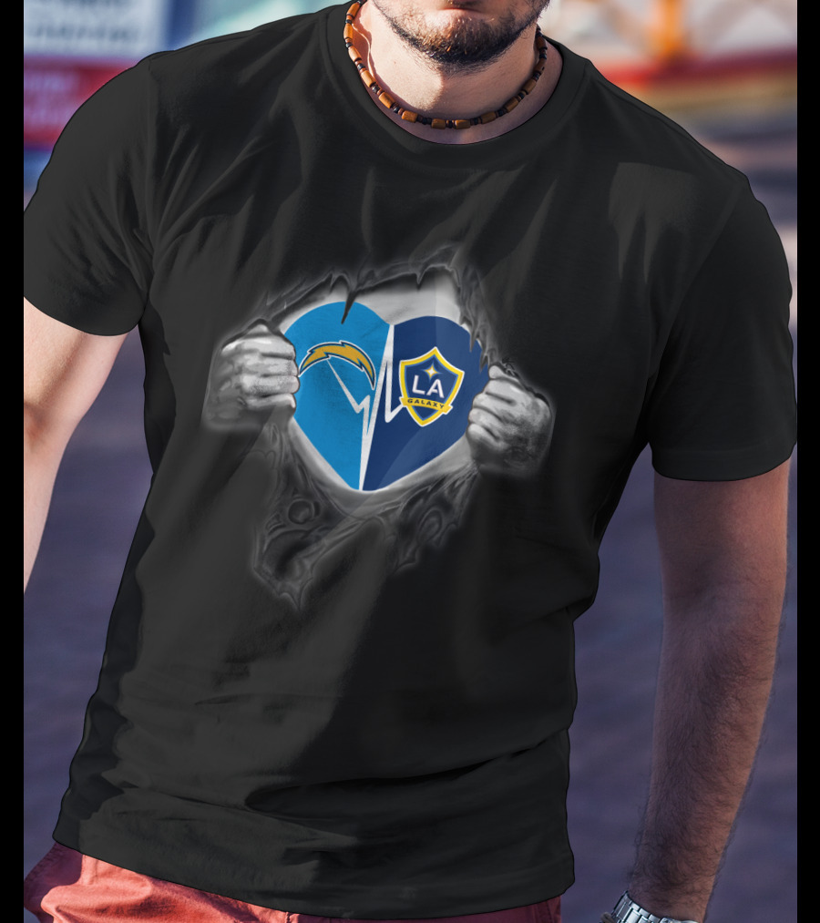 Los Angeles Chargers La Galaxy Heart Logo Fusion T-Shirt