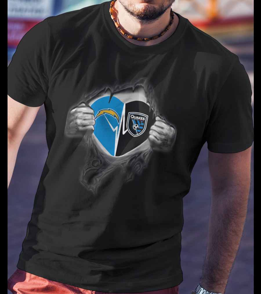 Chargers San Jose Earthquakes Heart Logo Combination T-Shirt