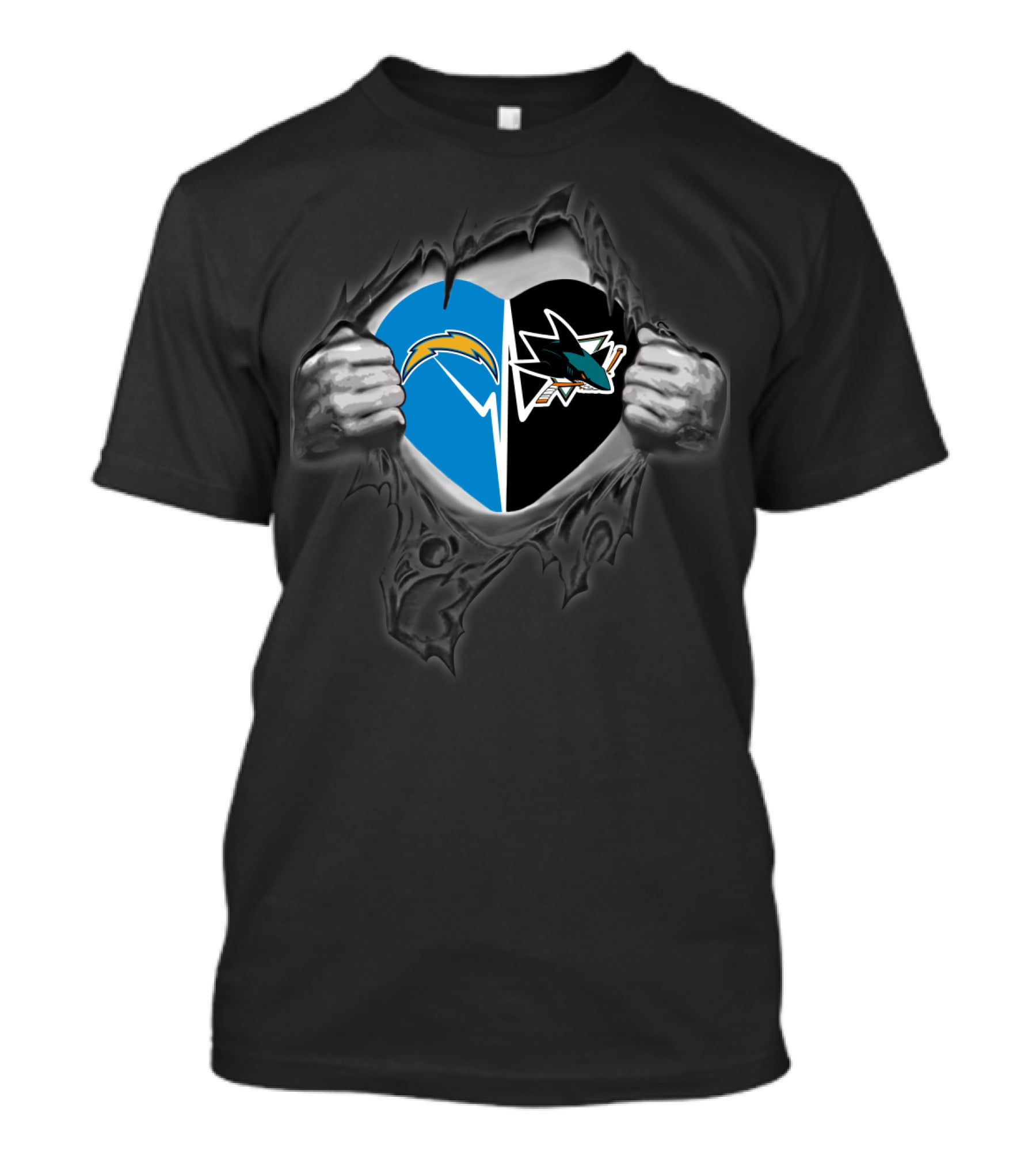 Chargers San Jose Sharks Heart Logo Peeling T-Shirt