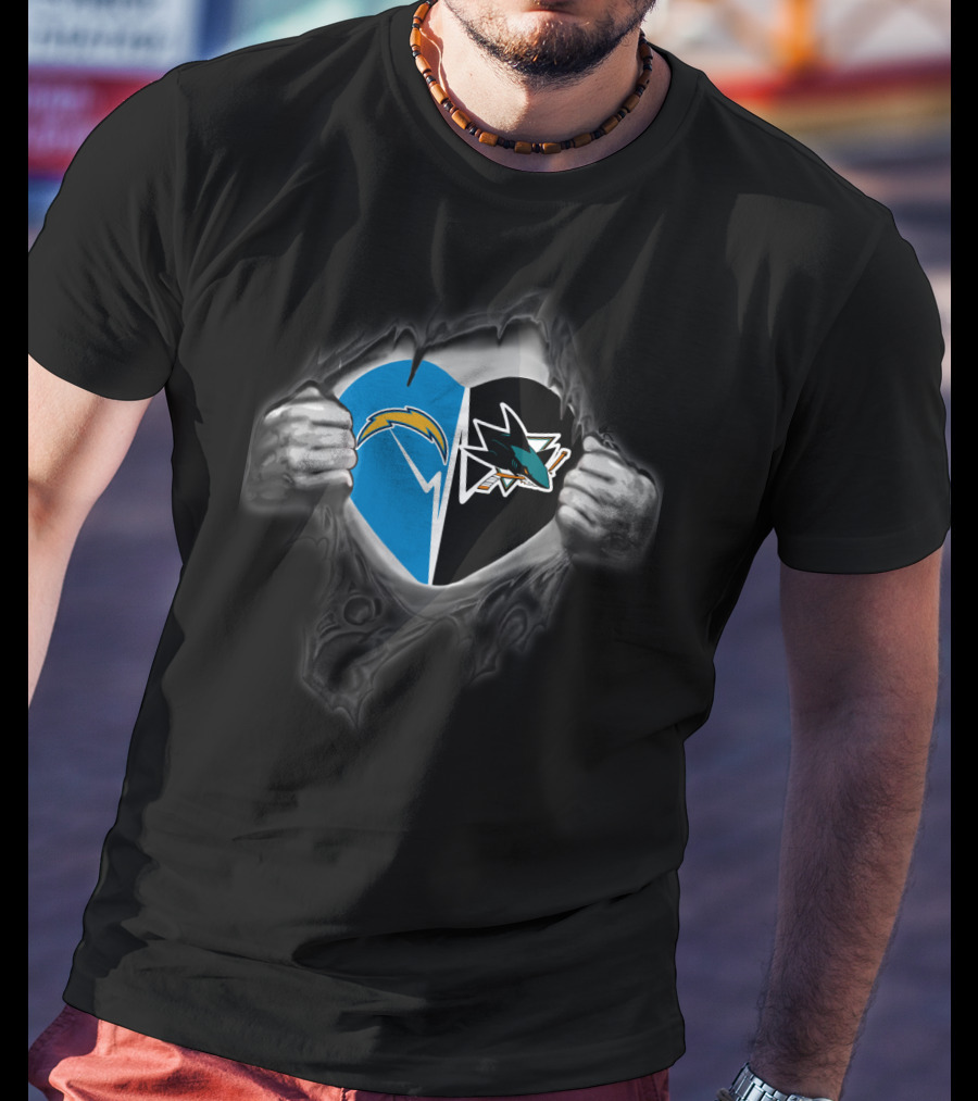 Chargers San Jose Sharks Heart Logo Peeling T-Shirt