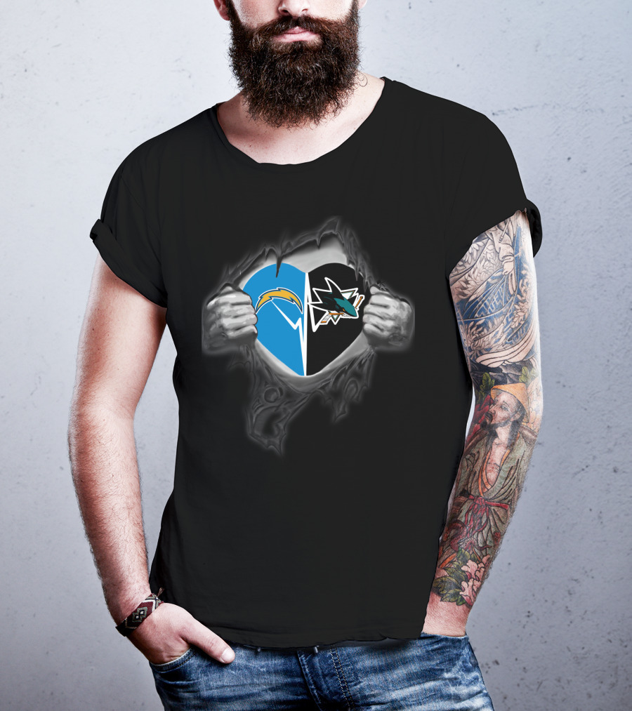 Chargers San Jose Sharks Heart Logo Peeling T-Shirt