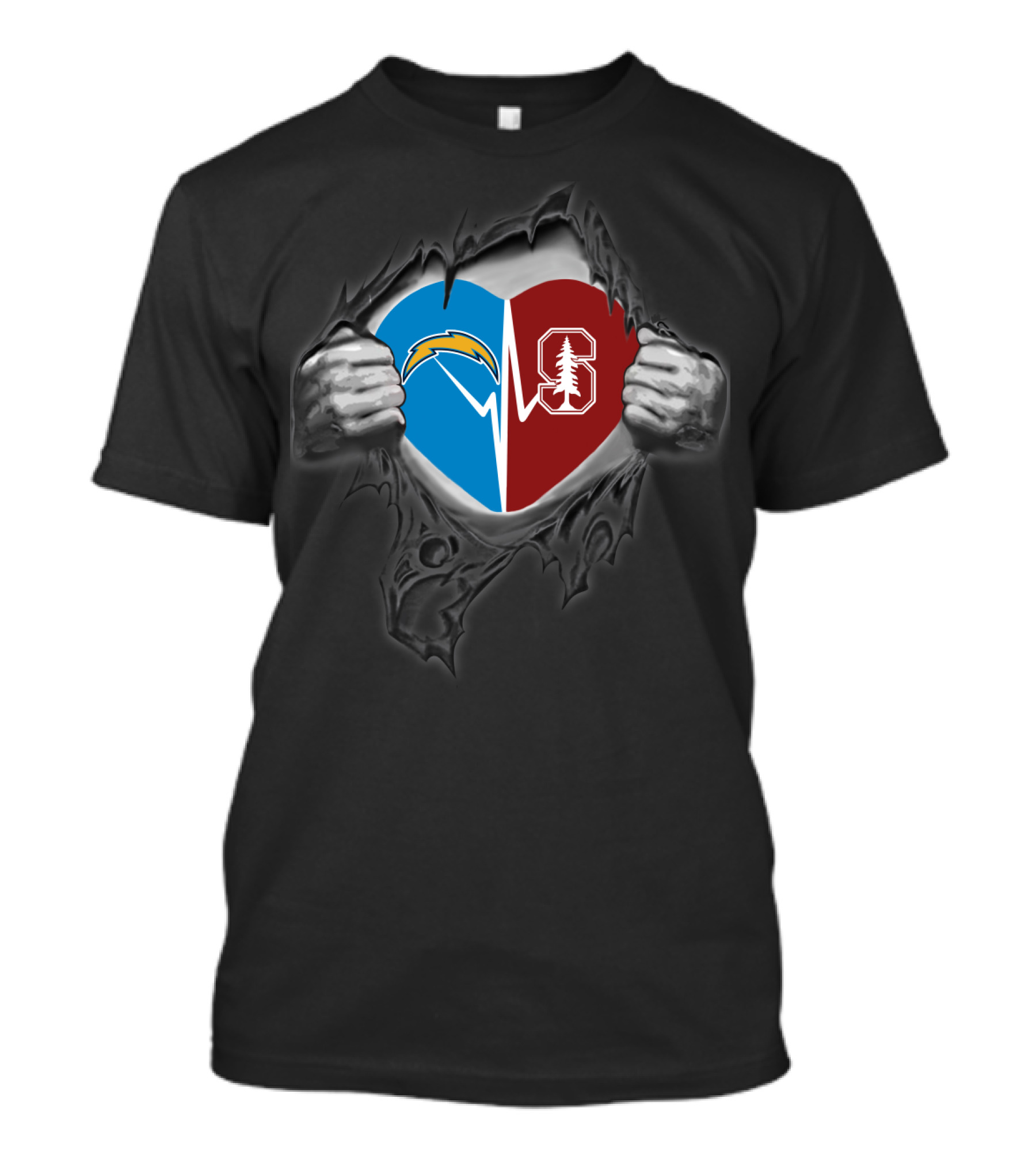 Chargers Stanford Cardinal Heartbeat Split T-Shirt