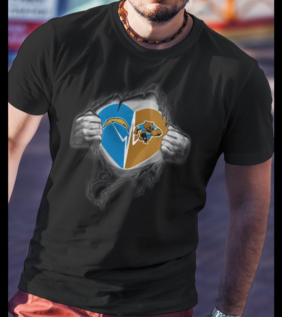 Chargers Ucla Bruins Heart Logo Tear T-Shirt