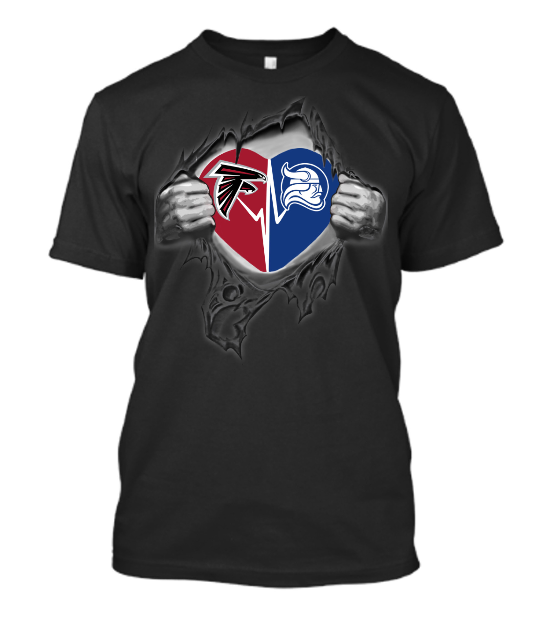 Atlanta Falcons Minnesota Vikings Heart Ripped T-Shirt