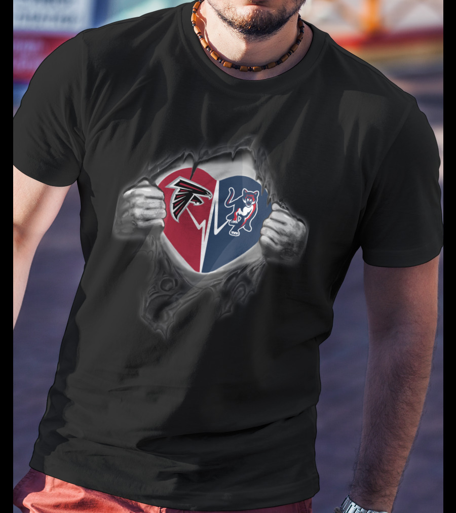 Falcons Cougars Heart Logo Rip T-Shirt