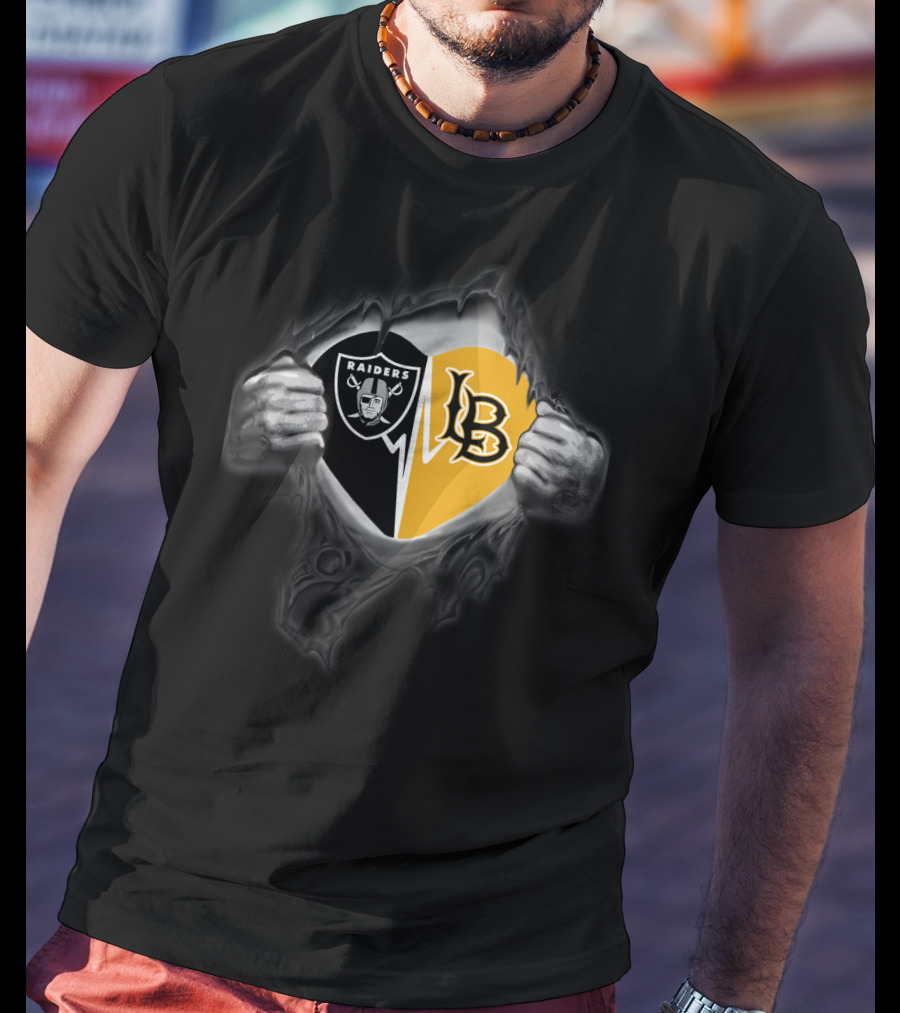 Raiders Lb Logo Black And Yellow Fusion T-Shirt