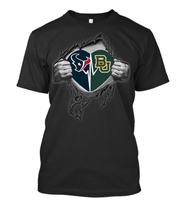 Texans Heart With Baylor Bears T-Shirt
