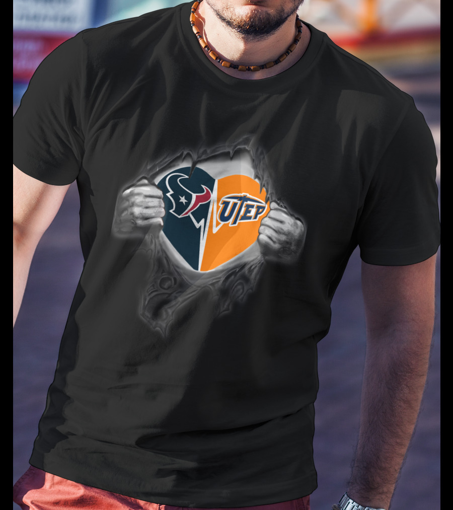 Houston Texans Utep Miners Heart Fusion T-Shirt