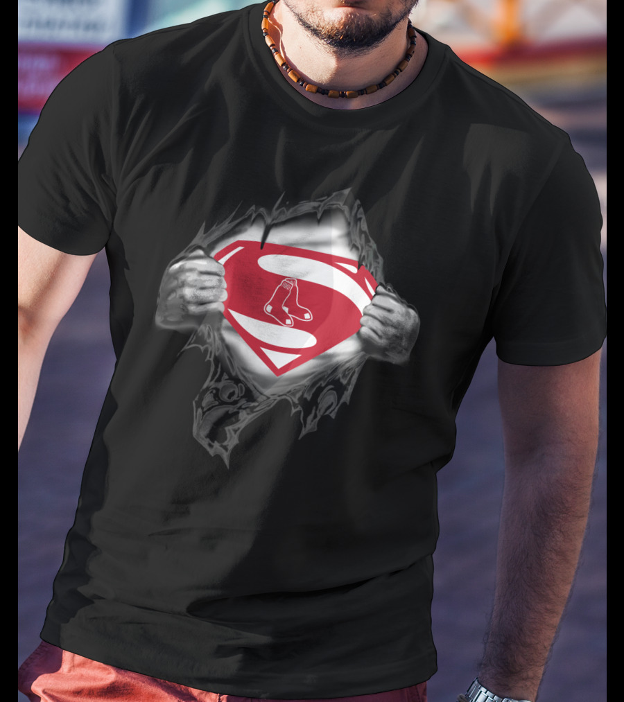 Superman Boston Red Sox 26 Logo Crossover T-Shirt