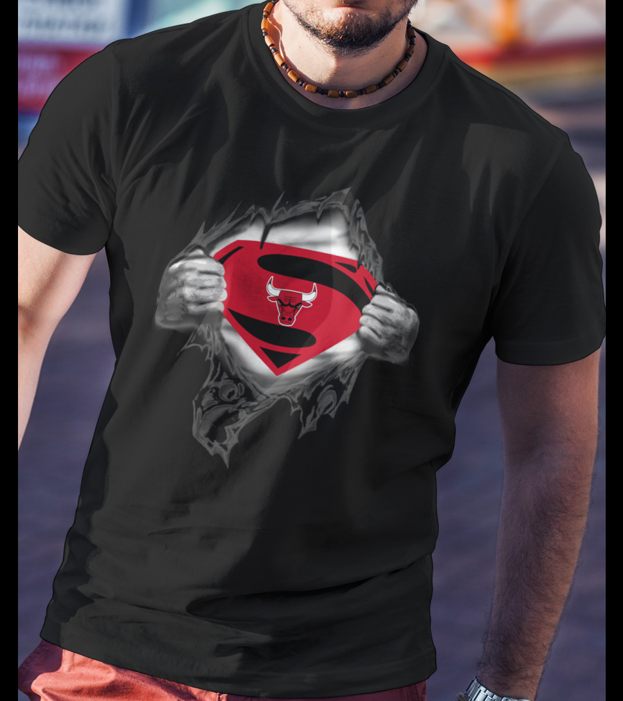 Superman Chicago Bulls 1988 Logo Reveal T-Shirt