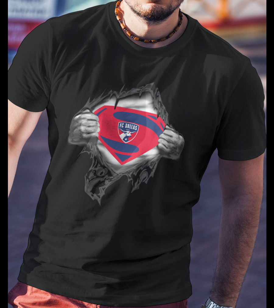 Fc Dallas Superman Logo Inside Torn Chest T-Shirt