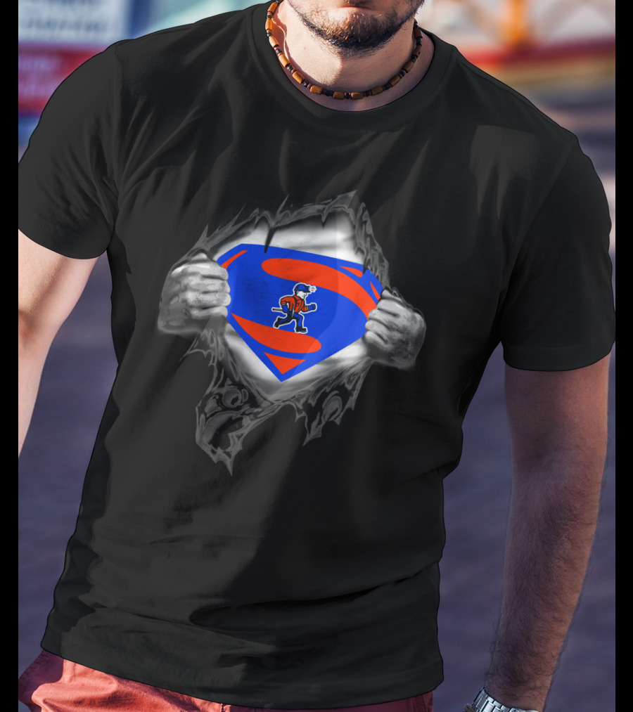 Platteville Pioneers Superhero Superman Logo Tear T-Shirt