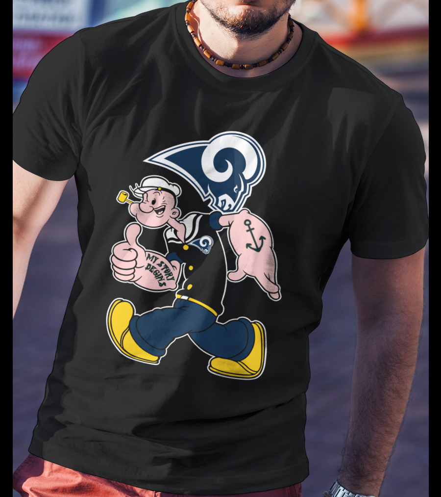 Popeye Thumbs Up Los Angeles Rams My Story Begins T-Shirt