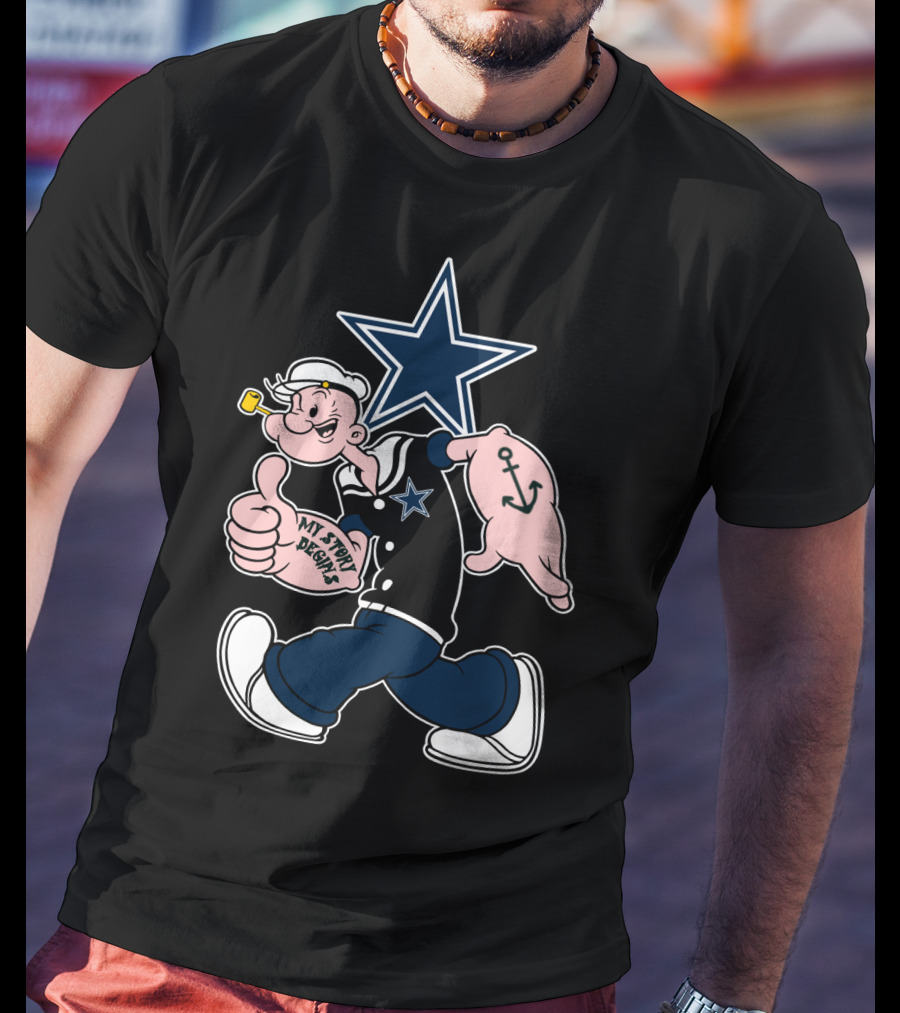 Dallas Cowboys Navy Star Popeye My Story Designs T-Shirt