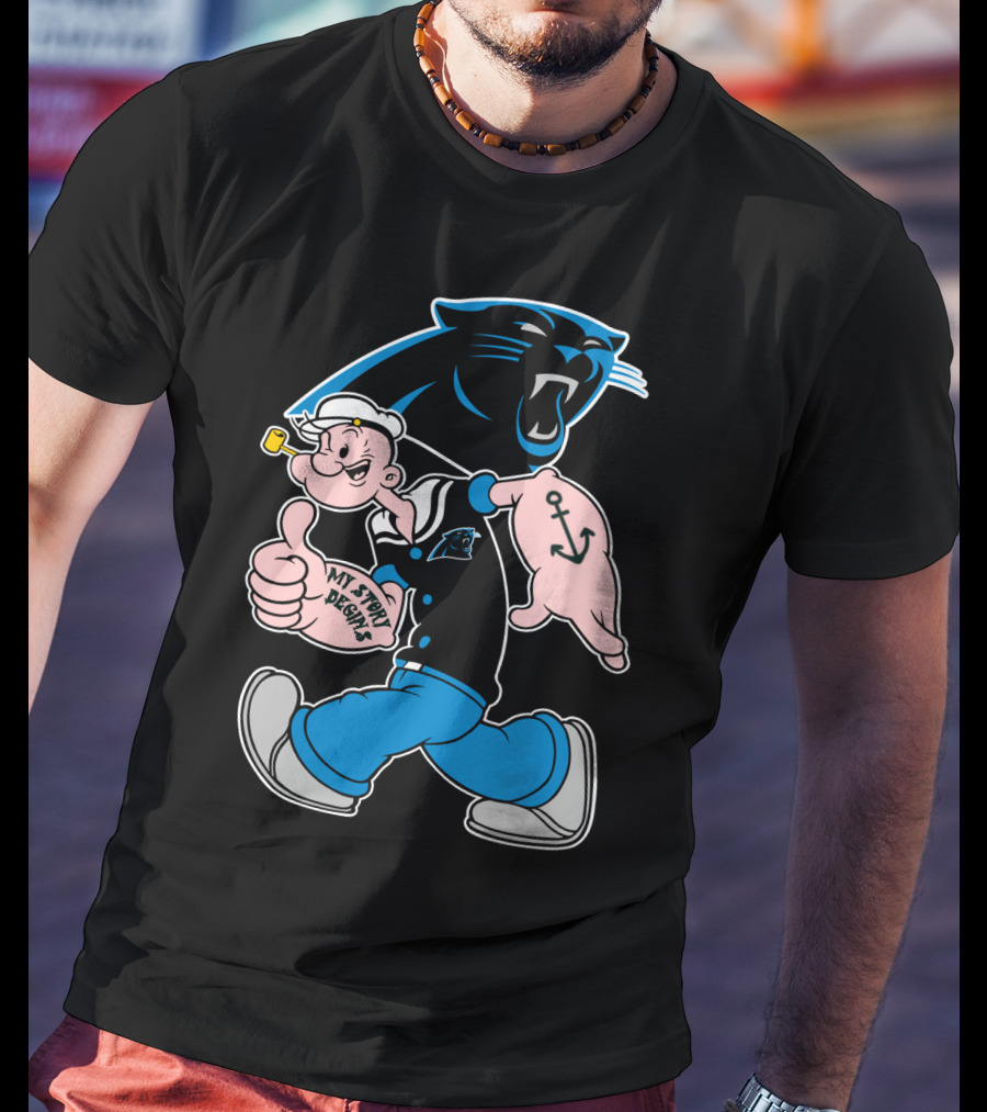 Carolina Panthers My Story Designs Popeye Anchor T-Shirt