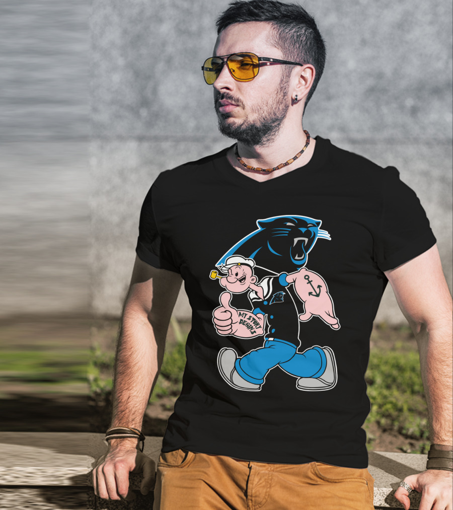 Carolina Panthers My Story Designs Popeye Anchor T-Shirt
