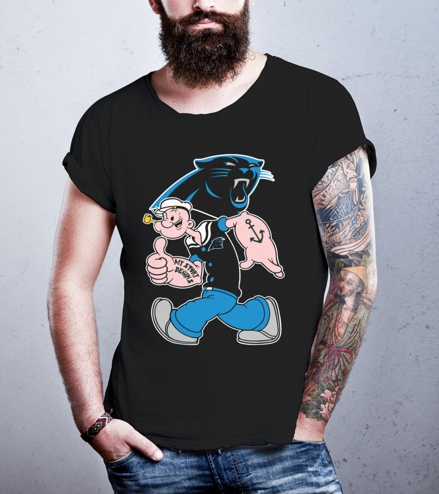 Carolina Panthers My Story Designs Popeye Anchor T-Shirt