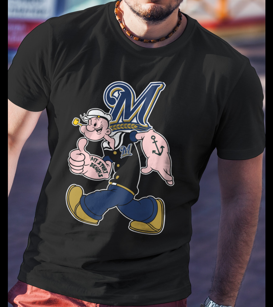 Milwaukee Brewers Popeye Anchor Baseball T-Shirt