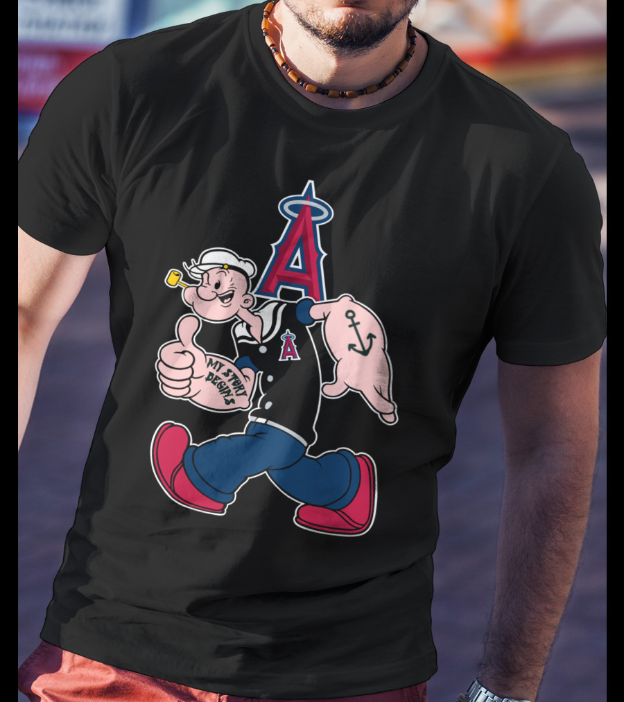 Popeye Los Angeles Angels Mlb Anchor My Story Begins T-Shirt