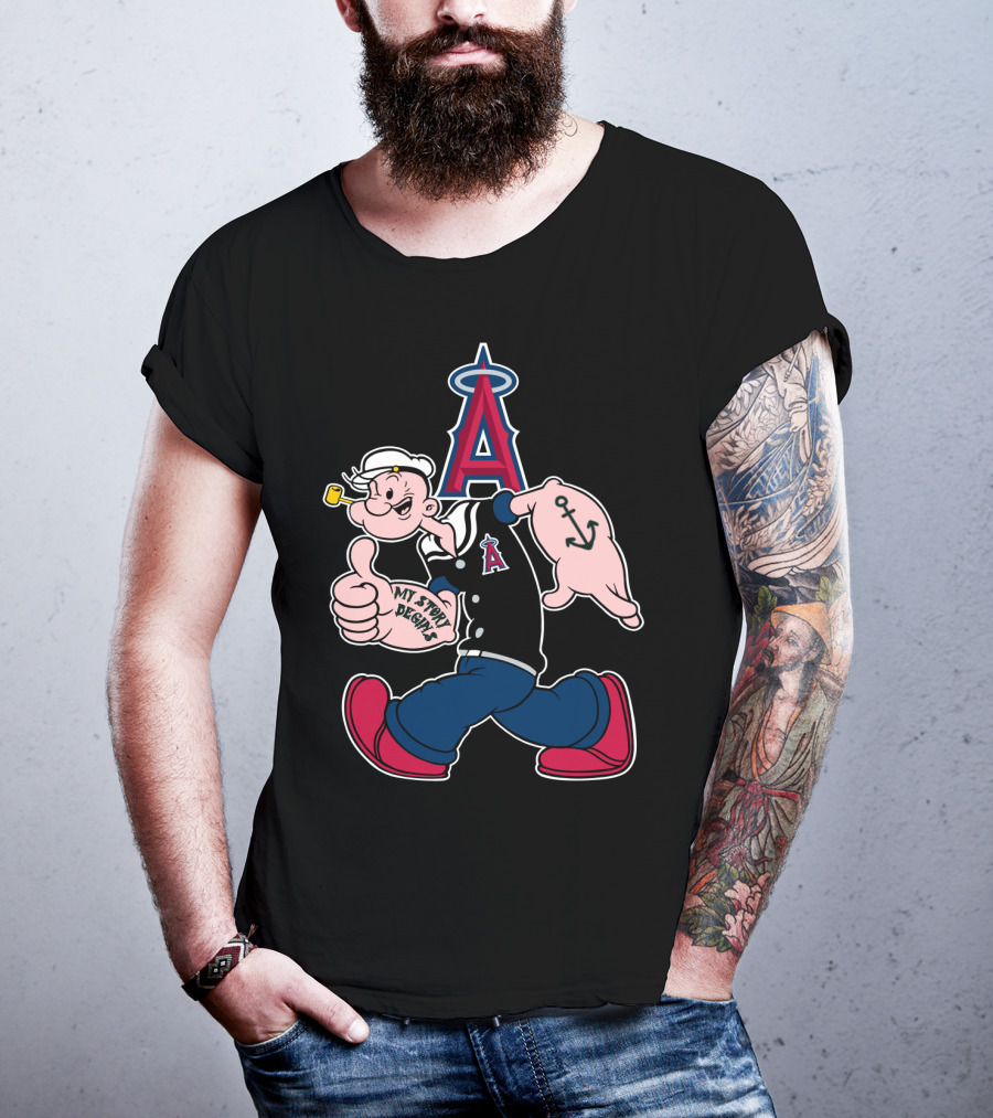 Popeye Los Angeles Angels Mlb Anchor My Story Begins T-Shirt