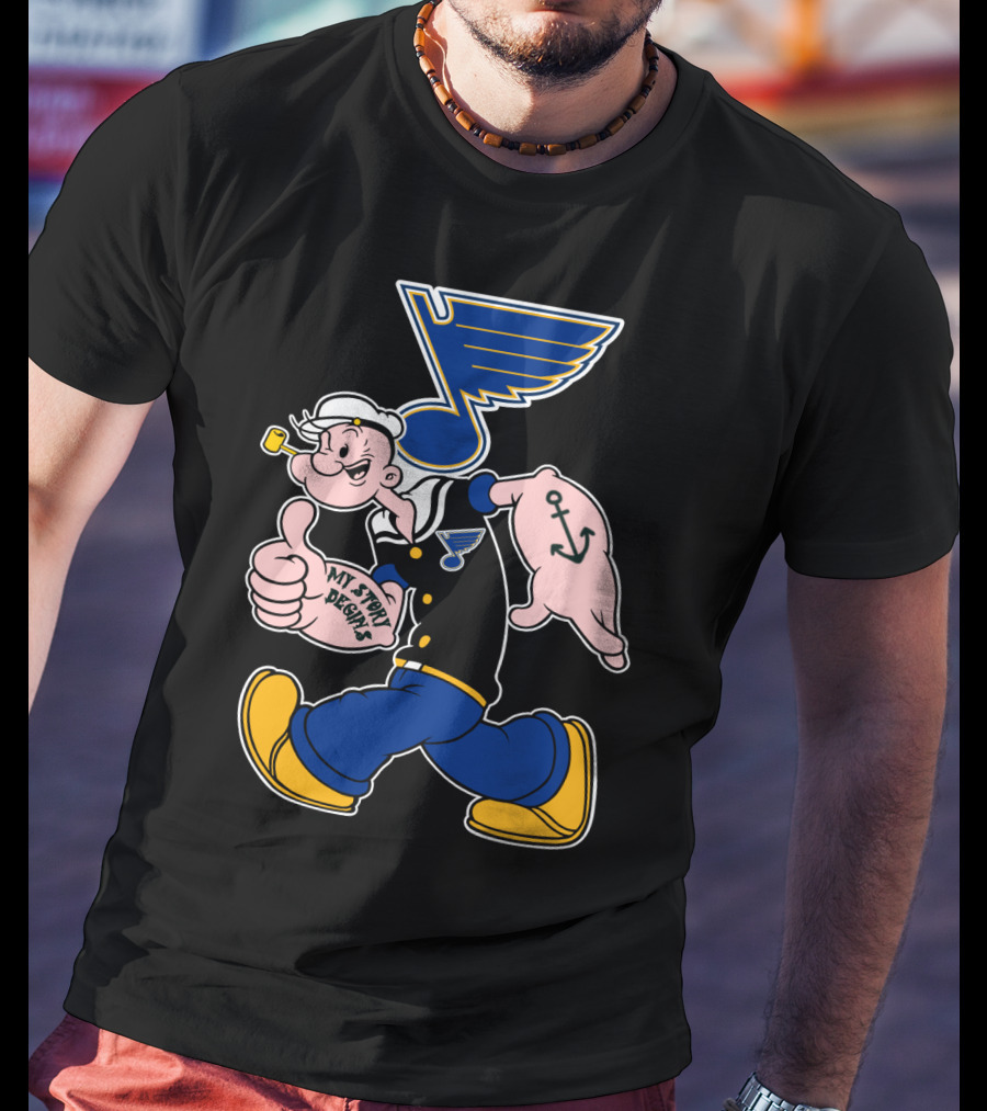 St Louis Blues Logo Popeye Cartoon Character '68 Style T-Shirt
