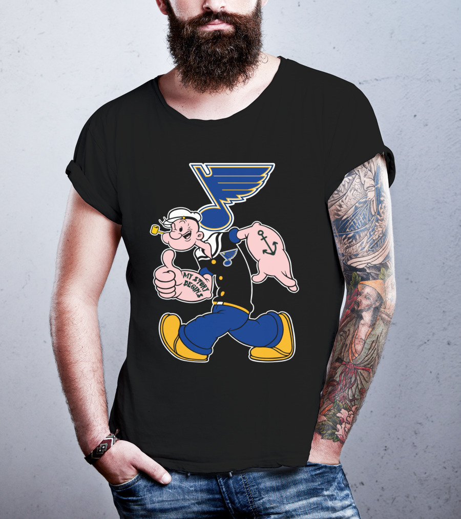 St Louis Blues Logo Popeye Cartoon Character '68 Style T-Shirt