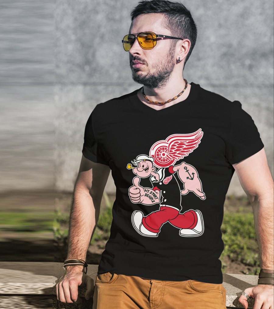 Popeye Detroit Red Wings My Story Begins Anchor 81 T-Shirt