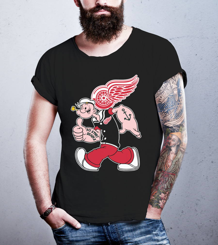 Popeye Detroit Red Wings My Story Begins Anchor 81 T-Shirt