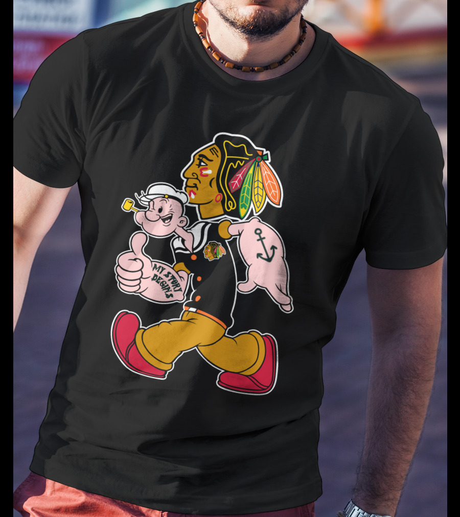 Chicago Blackhawks My Story Begins Popeye Crossover T-Shirt