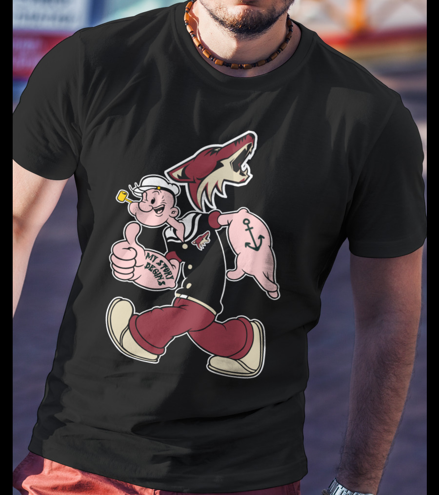 Popeye My Story Design Arizona Coyotes Logo 91 Anchor T-Shirt