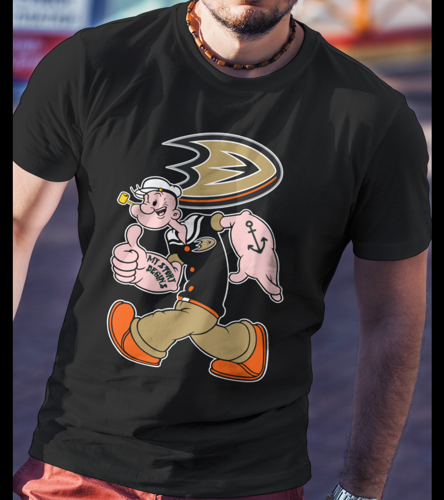 Anaheim Ducks '92 Popeye Crossover With My Story Designs T-Shirt
