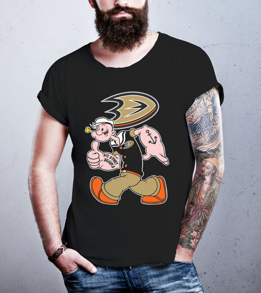 Anaheim Ducks '92 Popeye Crossover With My Story Designs T-Shirt
