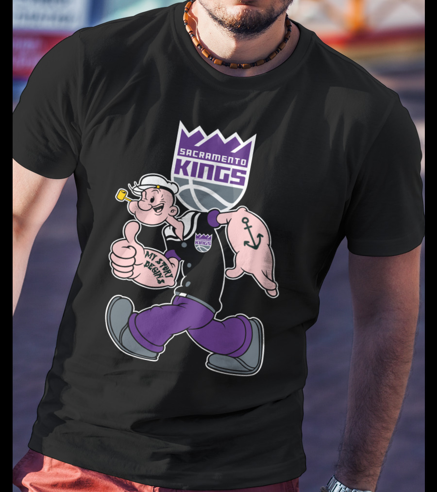 Sacramento Kings My Story Begins Popeye Anchor T-Shirt