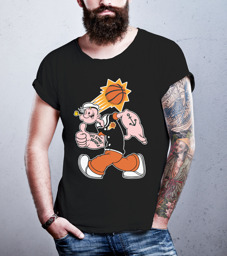 My Story Designs Phoenix Suns Popeye Basketball Anchor Thumbs Up T-Shirt