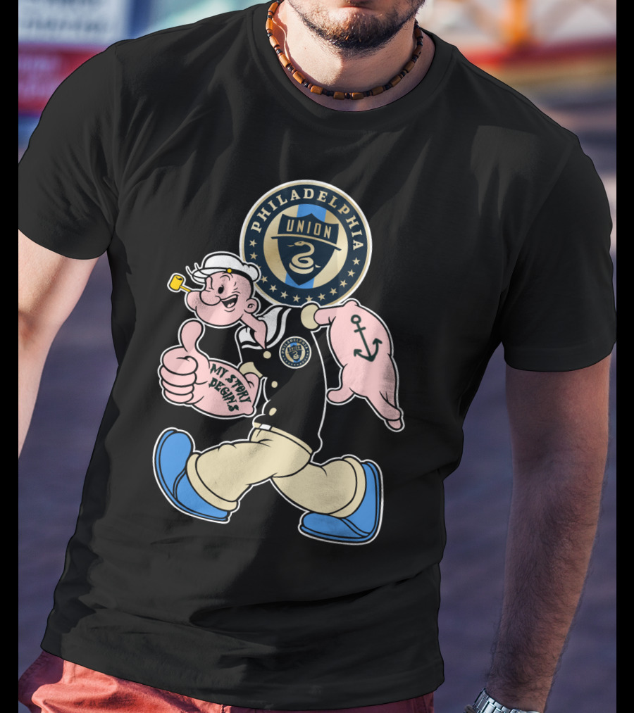 Philadelphia Union Popeye My Story Begins Soccer Badge T-Shirt