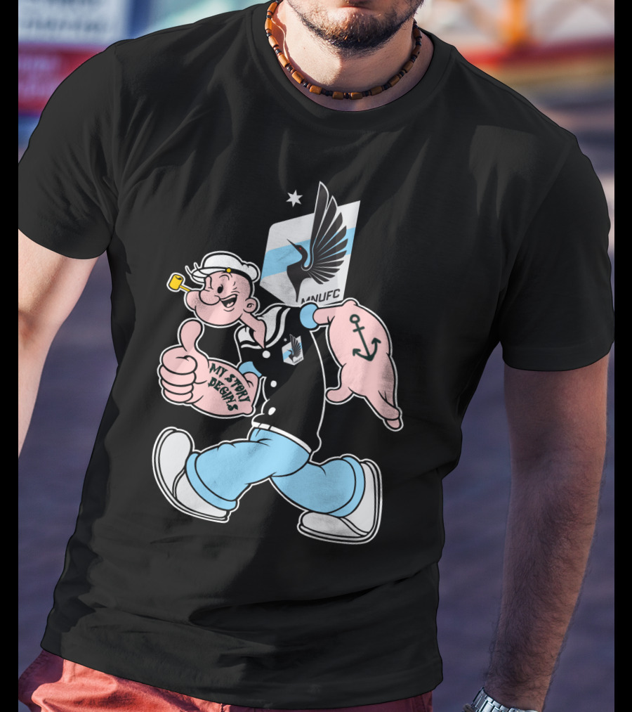Minnesota United Fc Popeye My Story Designs Anchor T-Shirt