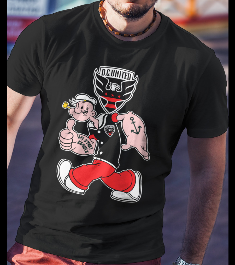 D.c. United My Story Begins Popeye Anchor Tattoo Sporty Style T-Shirt
