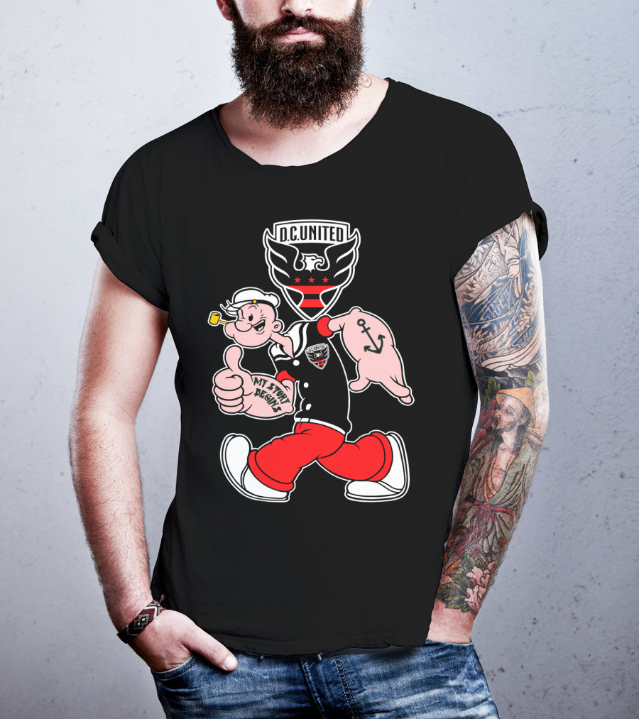 D.c. United My Story Begins Popeye Anchor Tattoo Sporty Style T-Shirt